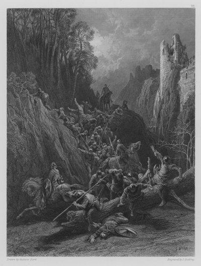 De vlucht van de vrolijke metgezellen van graaf Limours door Gustave after Dore